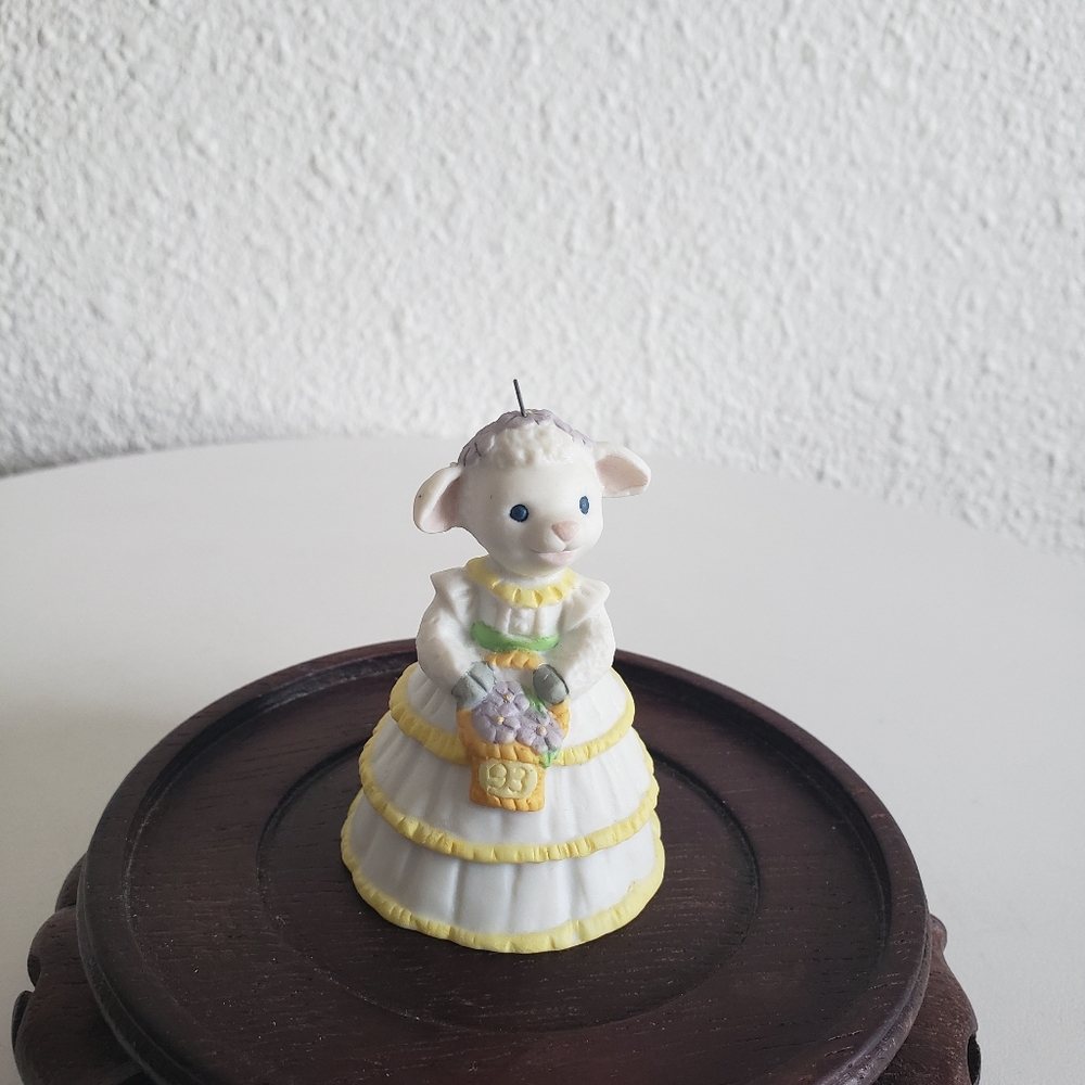 Handpainted Ornament LOVELY LAMB Hallmark 1992 Keepsake Hanging Fine Porcelain 